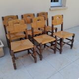 6 antique country mulching chairs