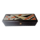 Old lacquered wooden glove box/box with Art Deco geometric decoration. Japan