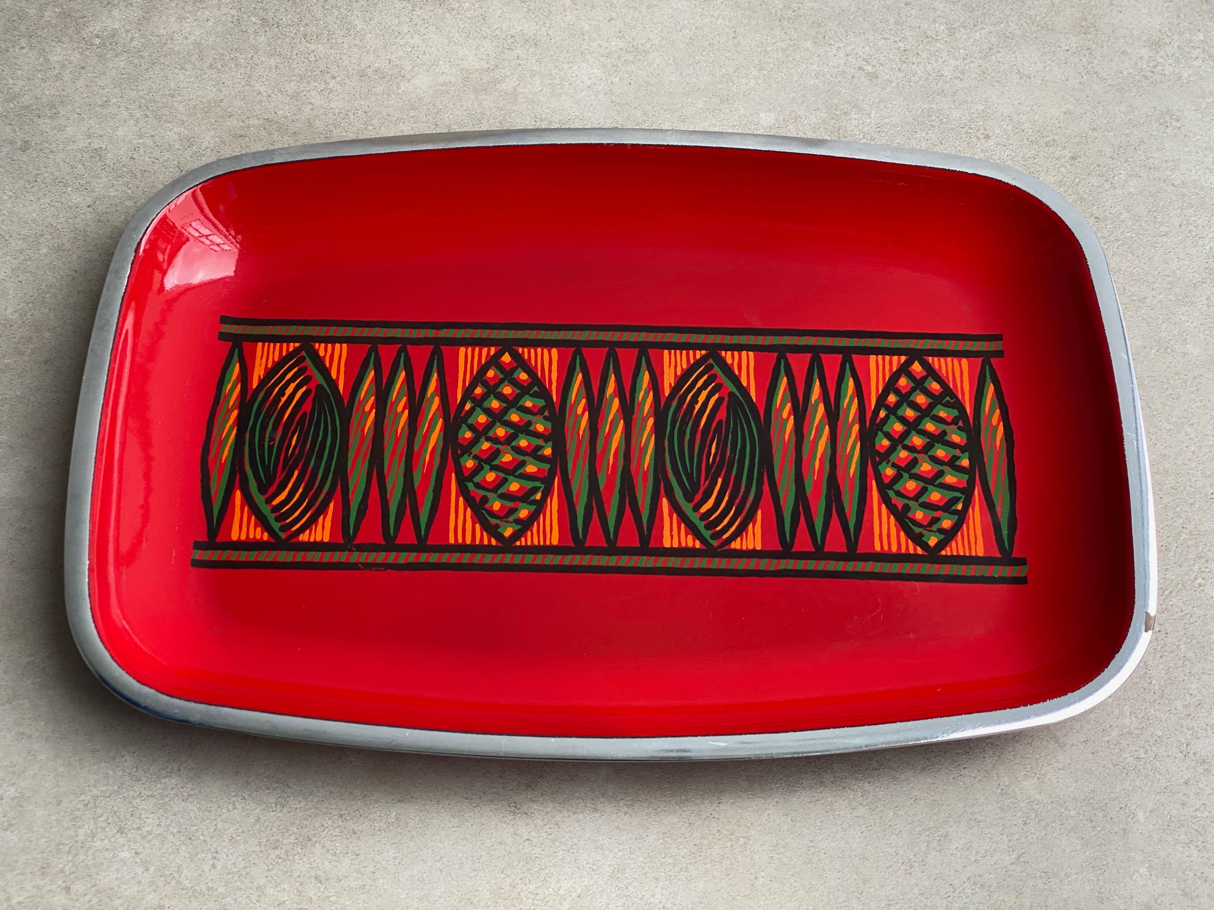 Vintage red enamel SILIT tray / serving dish