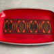 Plateau / plat de service vintage en émail rouge SILIT