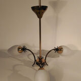 Vintage chandelier with 3 opaline globes