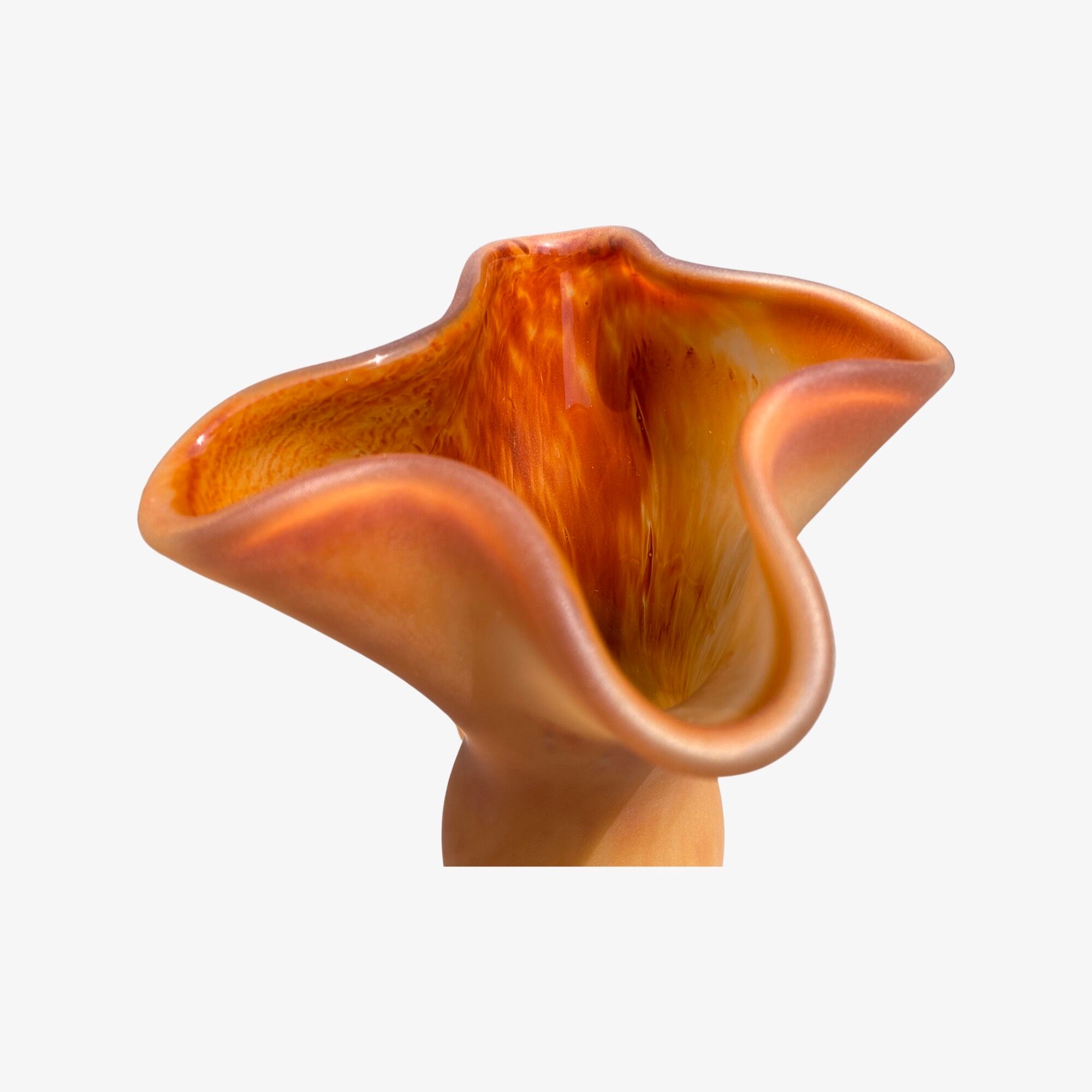 Old hand blown glass sculptures | set of 2 orange handblown home decor vases