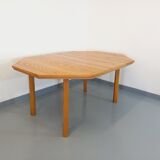 Table octogonale vintage des années 80 en orme avec rallonge