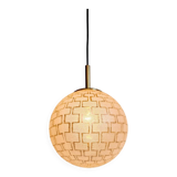 Suspension Space Age in brass and textured glass, 1970s