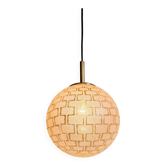Suspension Space Age en laiton et verre texturé, années 70