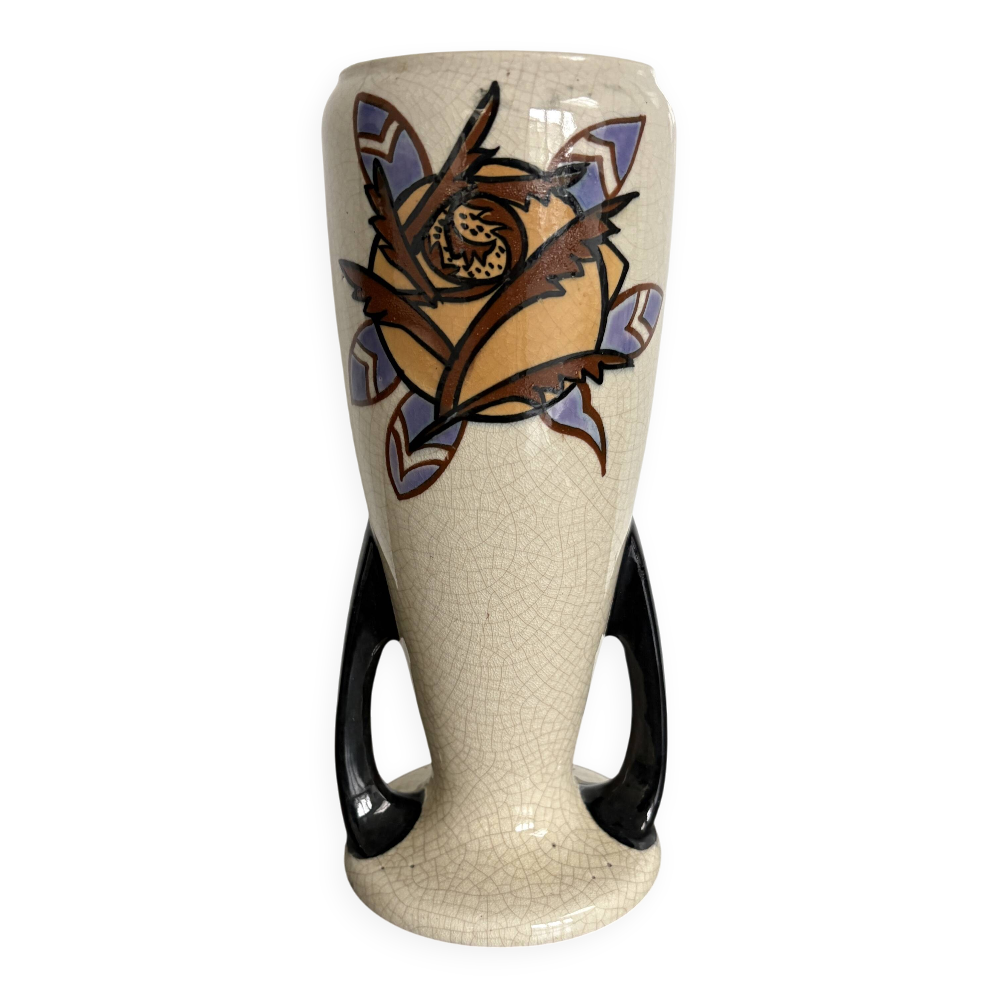 Art Deco Vase AMC Wasmuël - Crackled Ceramic