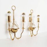 Rare set of Italian crystal 'Swan' wall lights, Italy 1980s