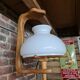 Suspension vintage avec opaline "votre maison" de Guillerme & Chambron en bois