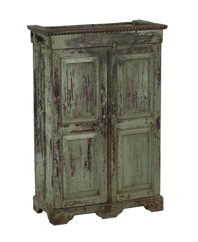 Green cabinet old teak piece and patina of origin India