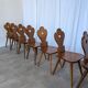 Set of 8 Farmhouse Tyrolean Chair with Heart Cutout Back / 1970s Vintage Di