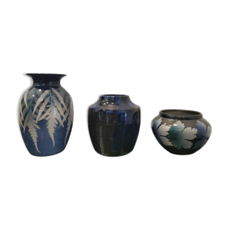 Set of 3 pottery vases