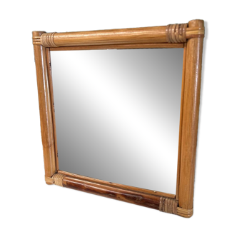 Miroir rotin vintage carré