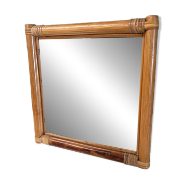 Miroir rotin vintage carré