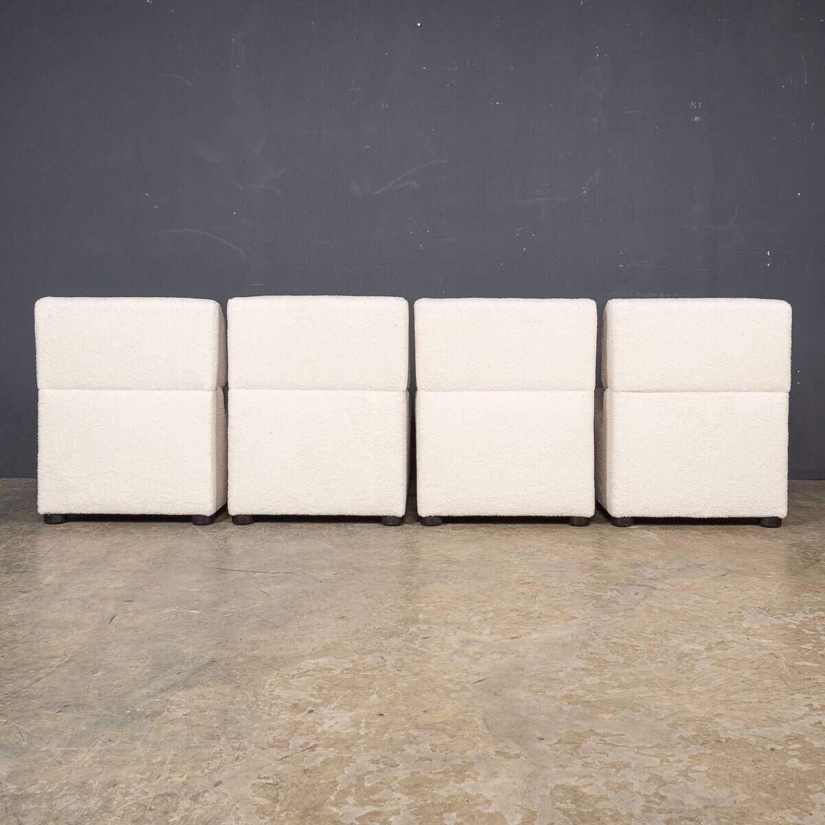 Italian 20thc set of four seats in cream boucle c.1980