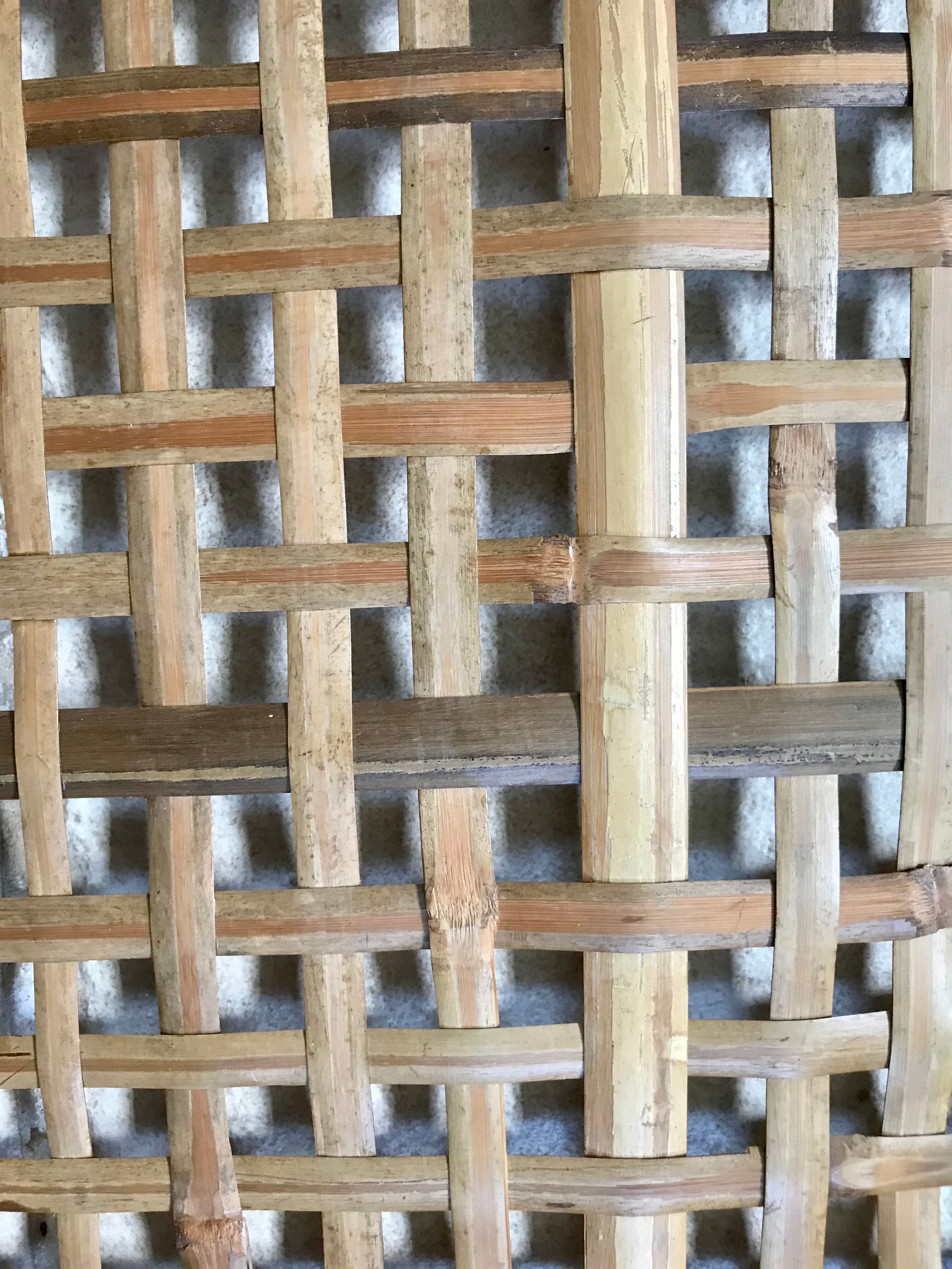 Plateau rotin et bambou  vintage 45X45cm