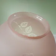 Sprat - frosted pink glass globe with pink flowers for chandelier lamp circa 1920