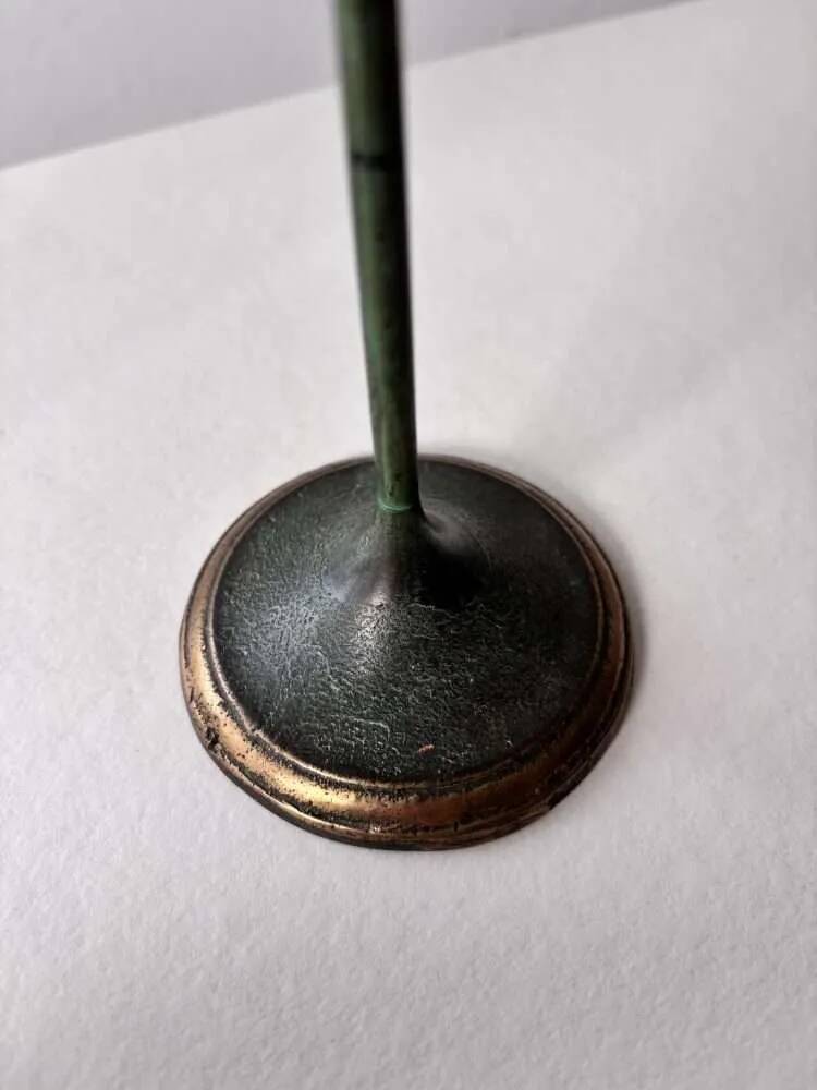 Set of two green bronze Italian candlesticks from the 1980s.