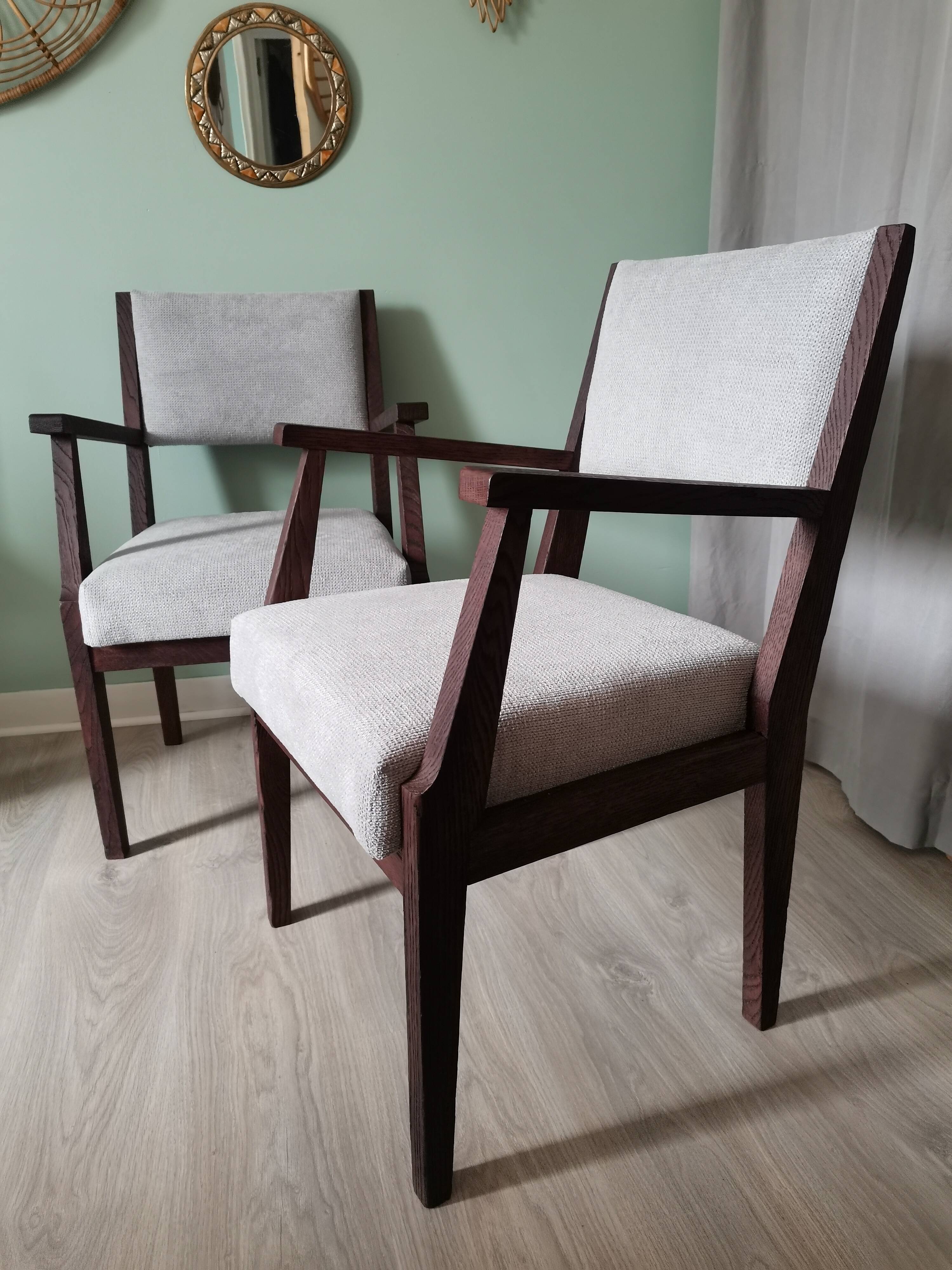 Fauteuils art deco velours gris