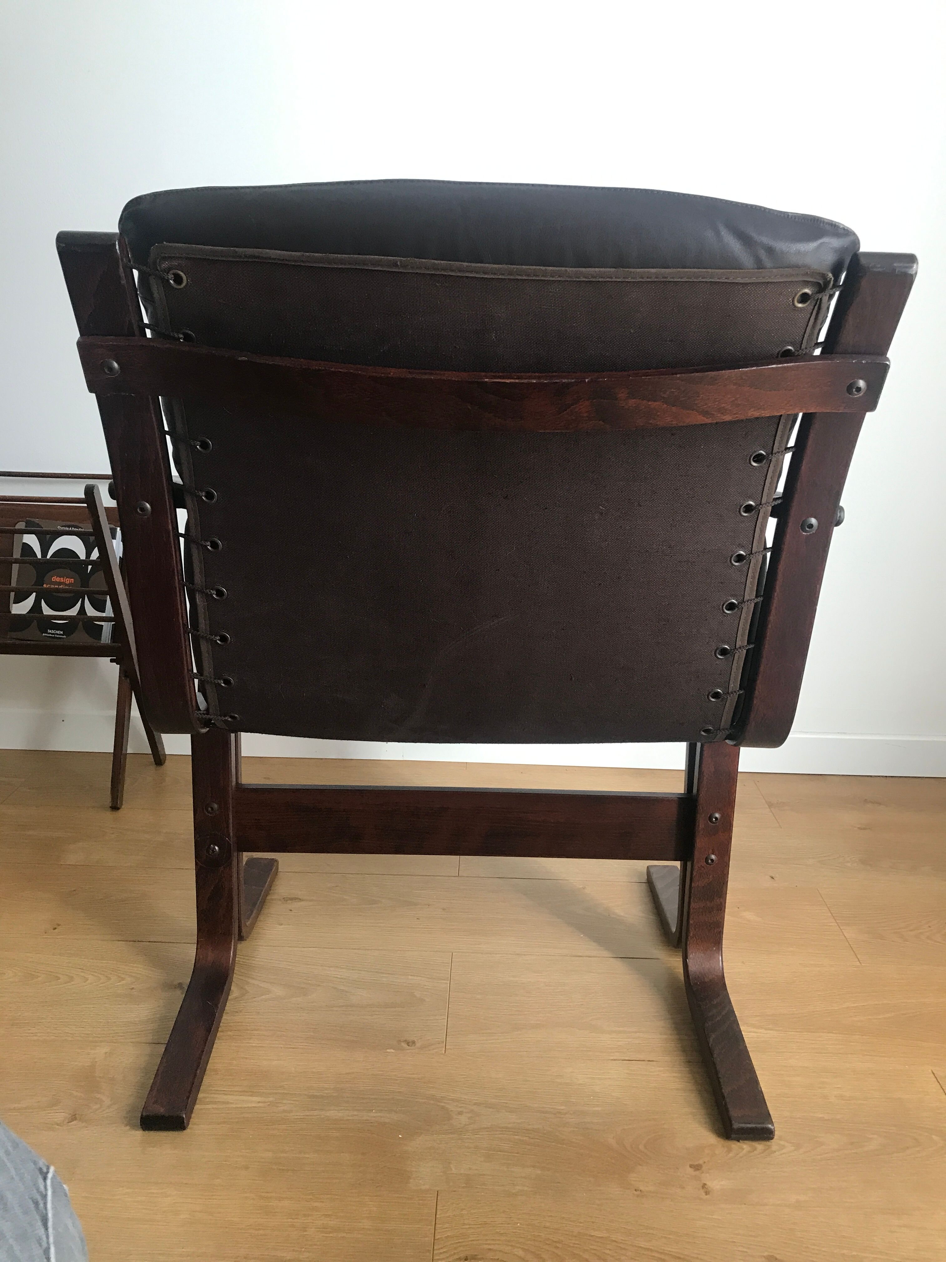 Armchair siesta brown leather by ingmar relling for westnofa