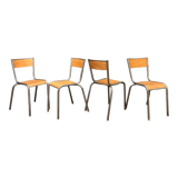 Set of Mulca school chairs patinated graphite.
