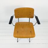 Chaise mid century accoudoirs marko holland bois métal marron noir vintage rétro chaise d'architecte