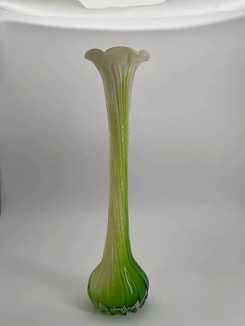 Large vintage Murano style blown glass corolla vase