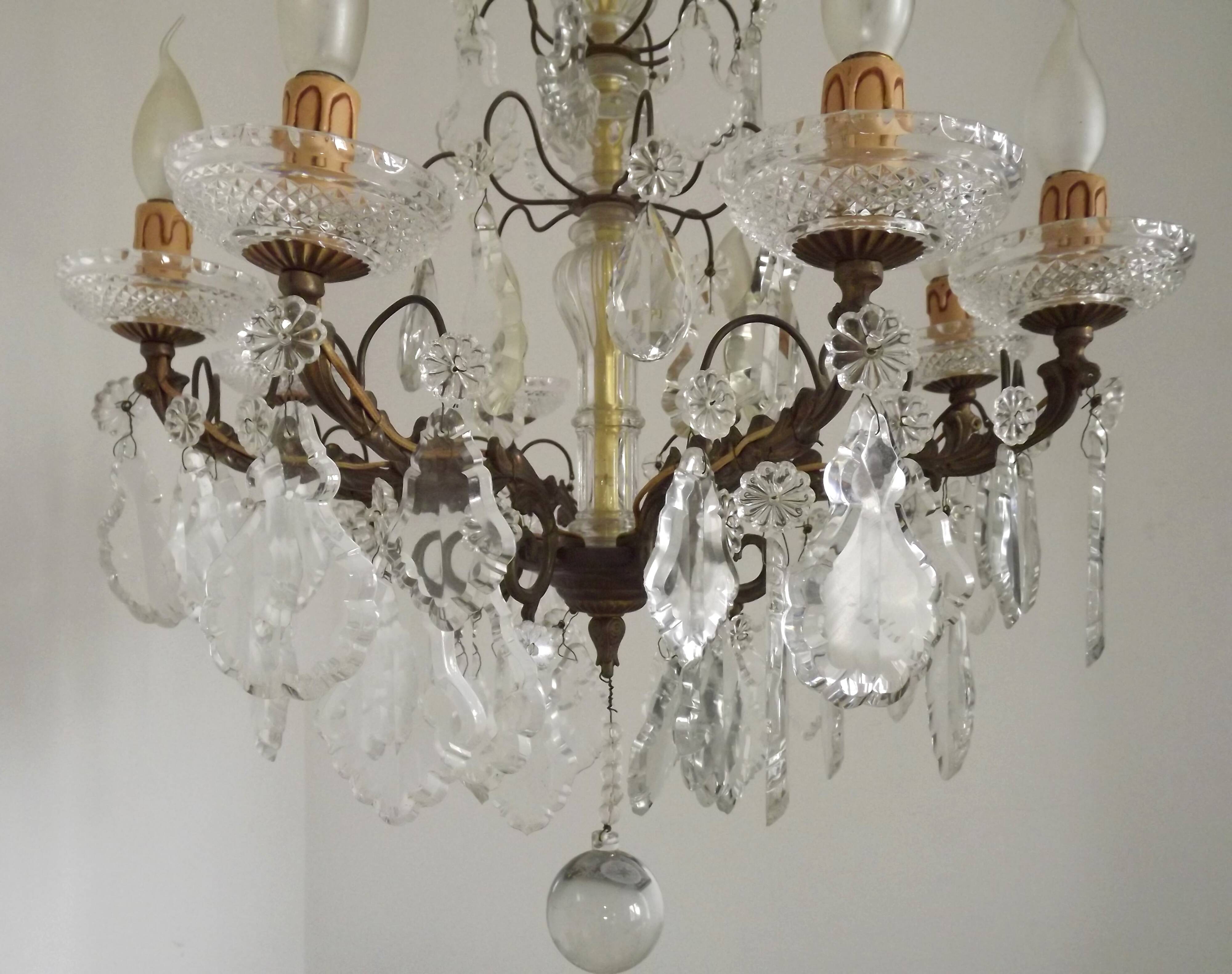 Lustre Rococo 8 lights in glass and antique bronze crystal 5199