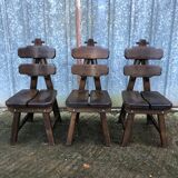 6 brutalist chairs in solid oak