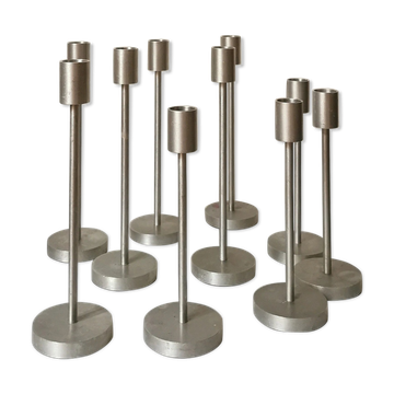 Set of 10 aluminium candle holders.