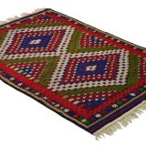 Petit kilim vintage d’Usak, 159 x 112 cm, laine 100 %, tissé à la main – an