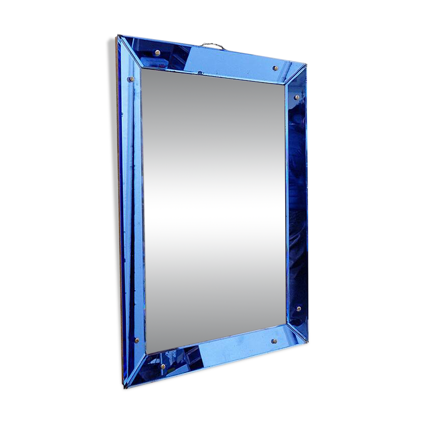 Mirror with coloured glass frame, Italy, circa 1950.