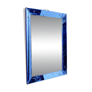 Miroir avec cadre en verre coloré, Italie, vers 1950