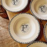 12 Luneville K&G soup plates letter F
