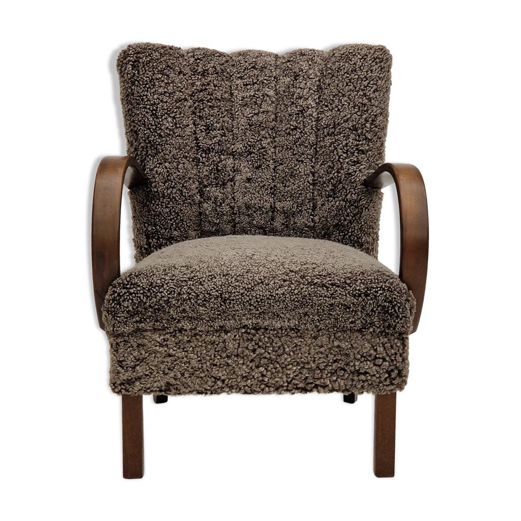 Fauteuil en peau de mouton scandinave années 1960 Selency