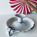 White enamelled candle holder