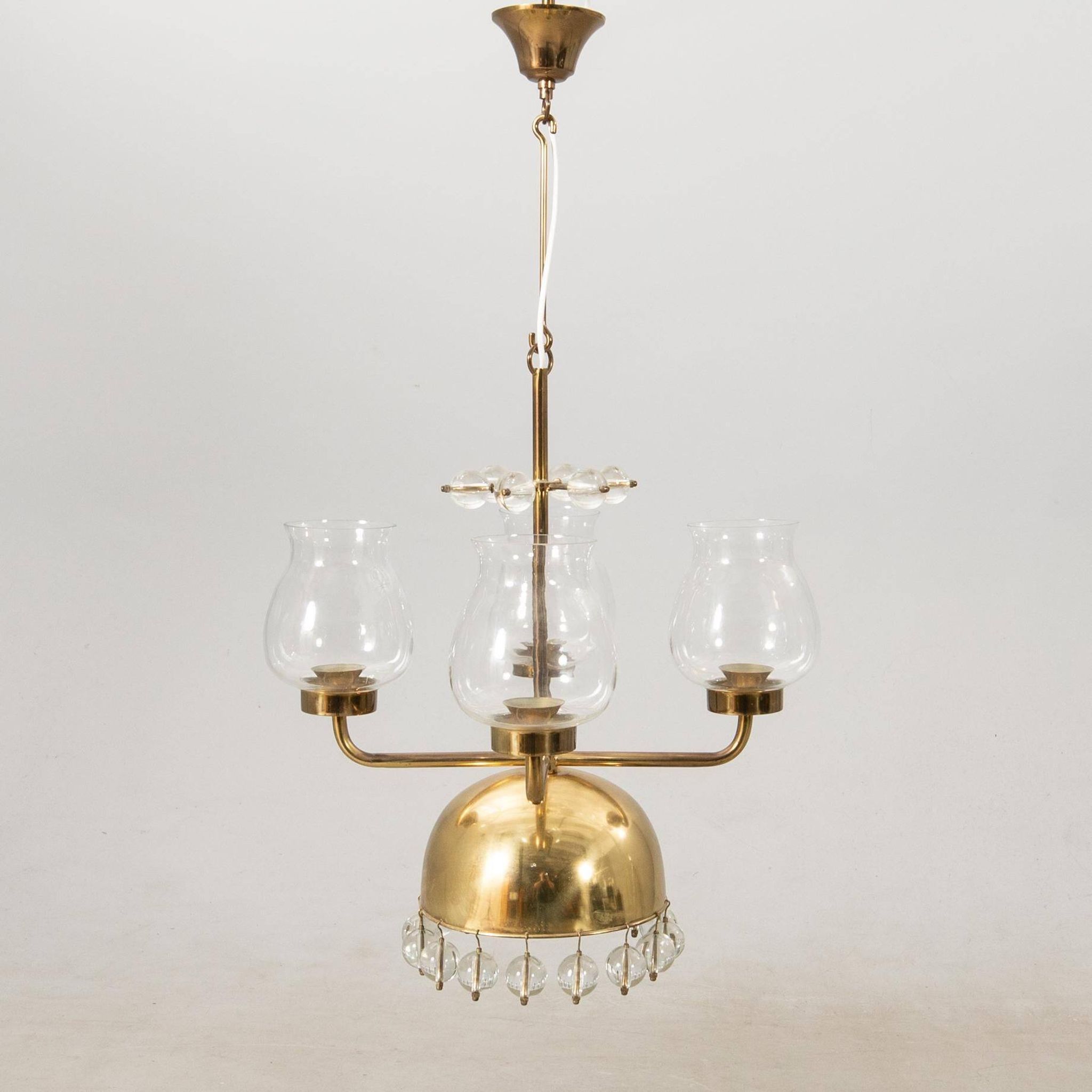 Lustre Erik Höglund Laiton et verre Suède 1960