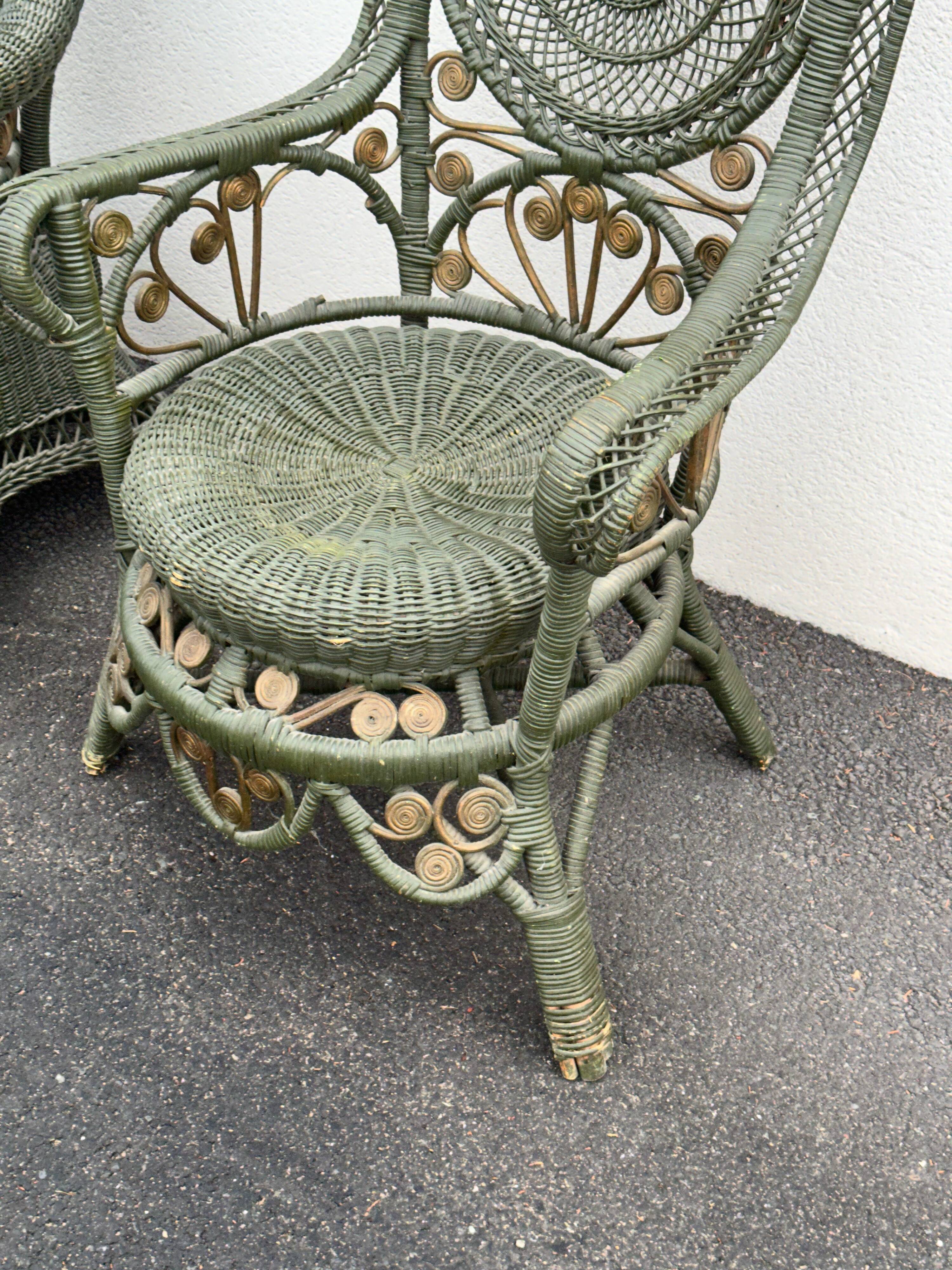 Perret & Vibert pair of ornate rattan armchairs, circa 1890