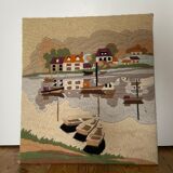 Embroidered landscape at the launched point