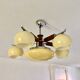 Art Deco chandelier yellow glass, wood and chrome