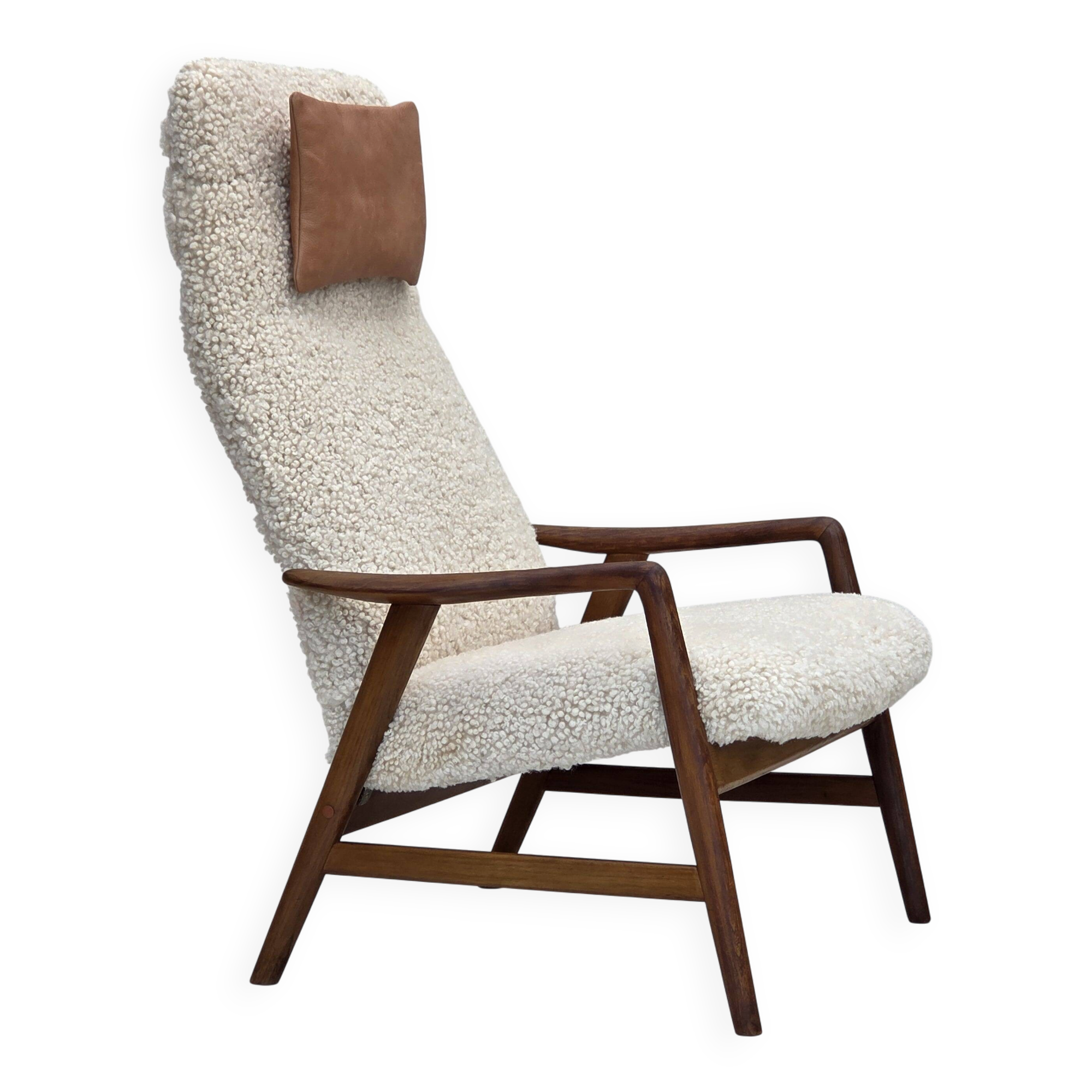 1960s, Danish design by Alf Svensson, genuine sheepskin, reupholstered.