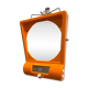 Orange table mirror or magnifying wall with lighting, 70s