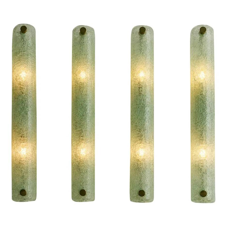 Contemporary Modern Green Graniglia ”Canalina" Murano Glass Wall Sconce-Set
