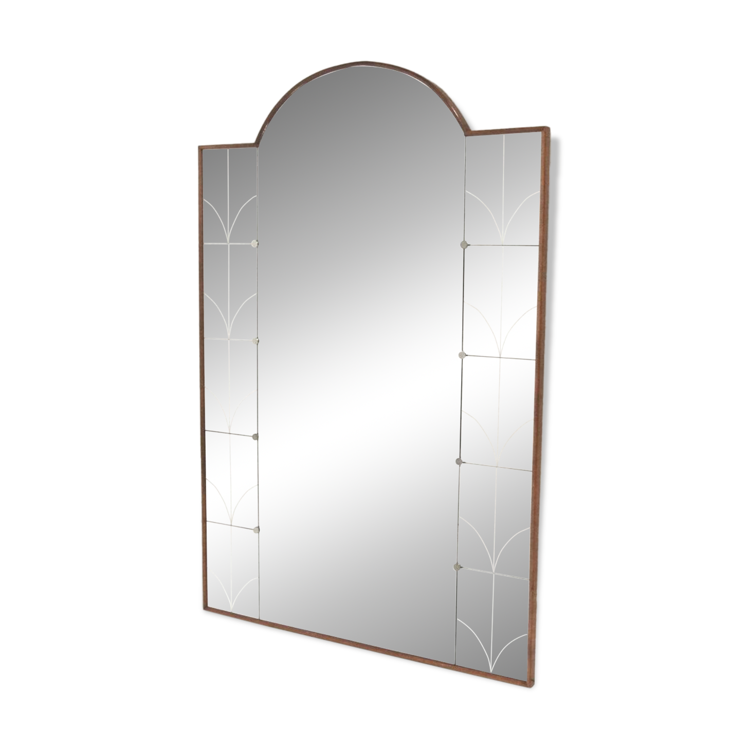 Scandinavian mirror in beech and metal, Sweden, 1960, 115x78cm