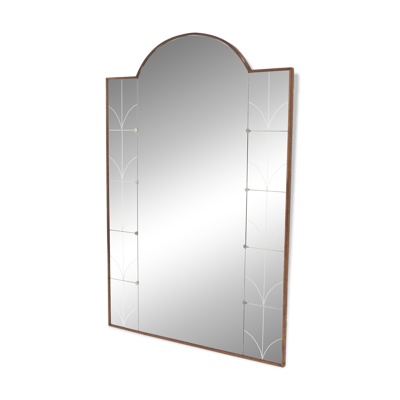 Miroir scandinave en hêtre et en métal, Suède, 1960, 115x78cm