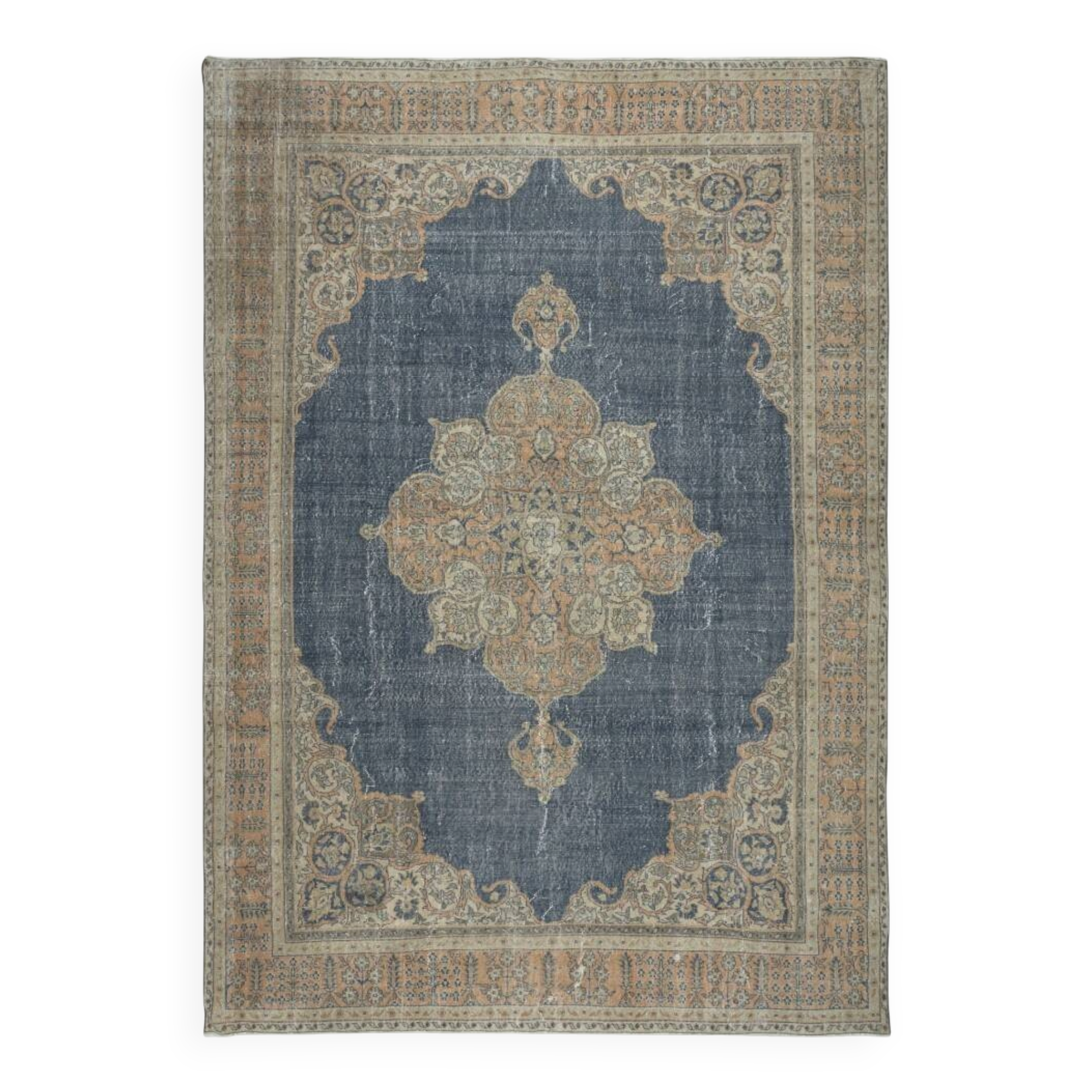 Vintage Handmade Wool Large Area Rug, One of a kind Turkish Carpet