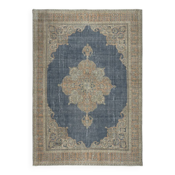 Tapis de sol en laine fait main vintage, tapis turc unique en son genre.