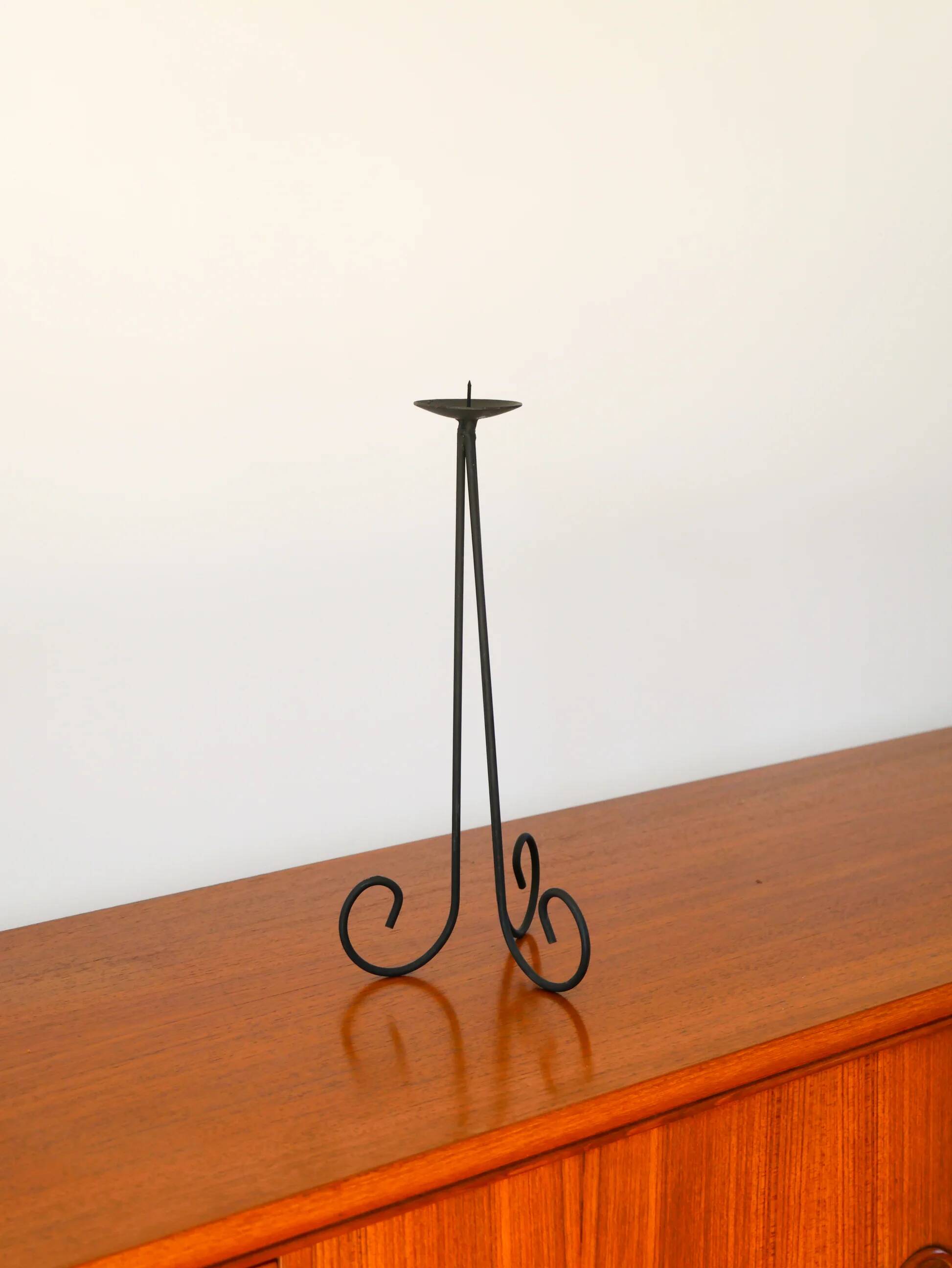 Black iron tripod chandelier, brutalist, 1970 - 34 cm
