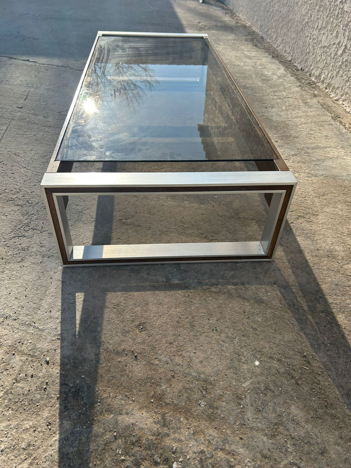 Rosewood coffee table with glass top