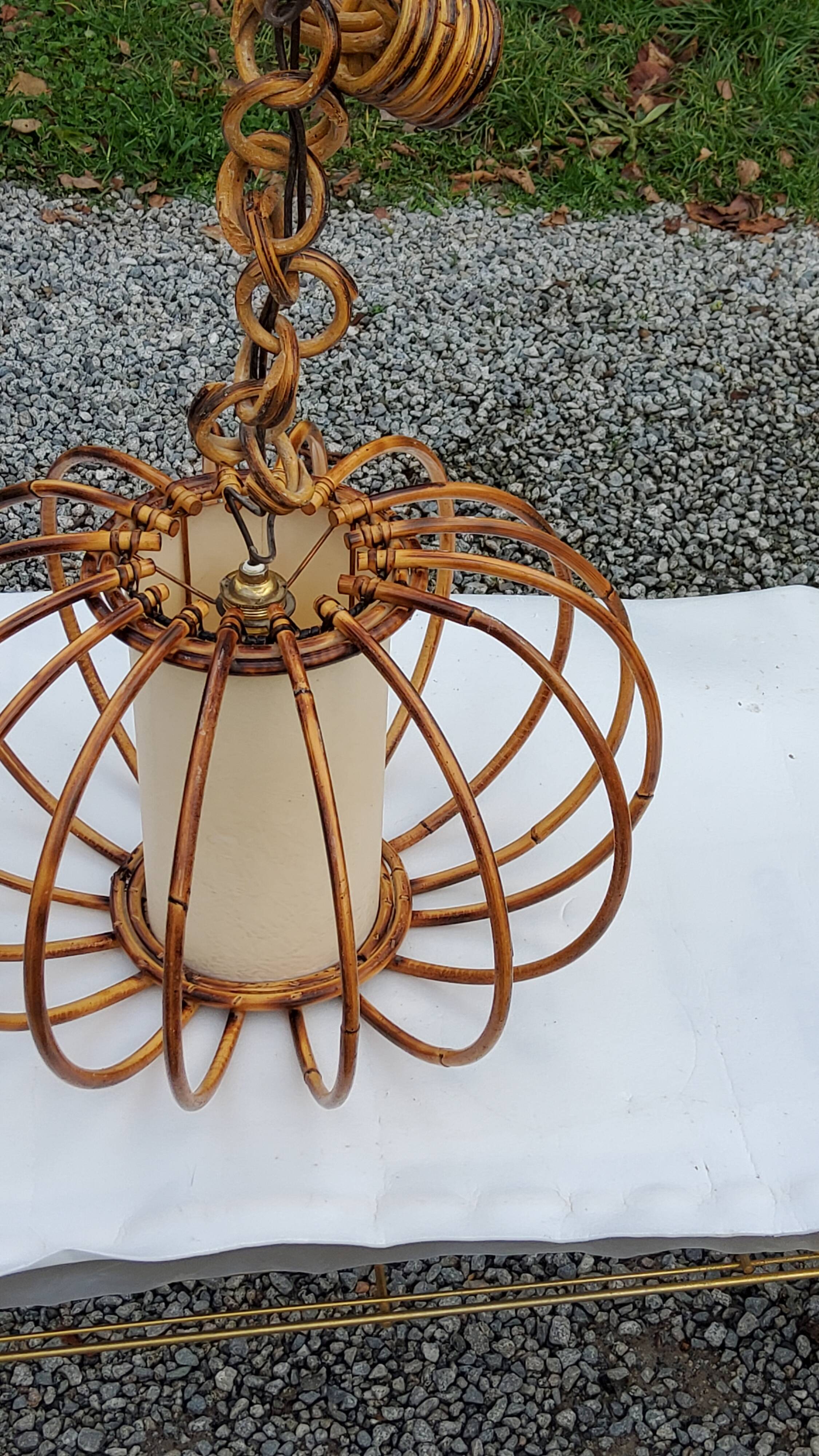 70s rattan pendant light