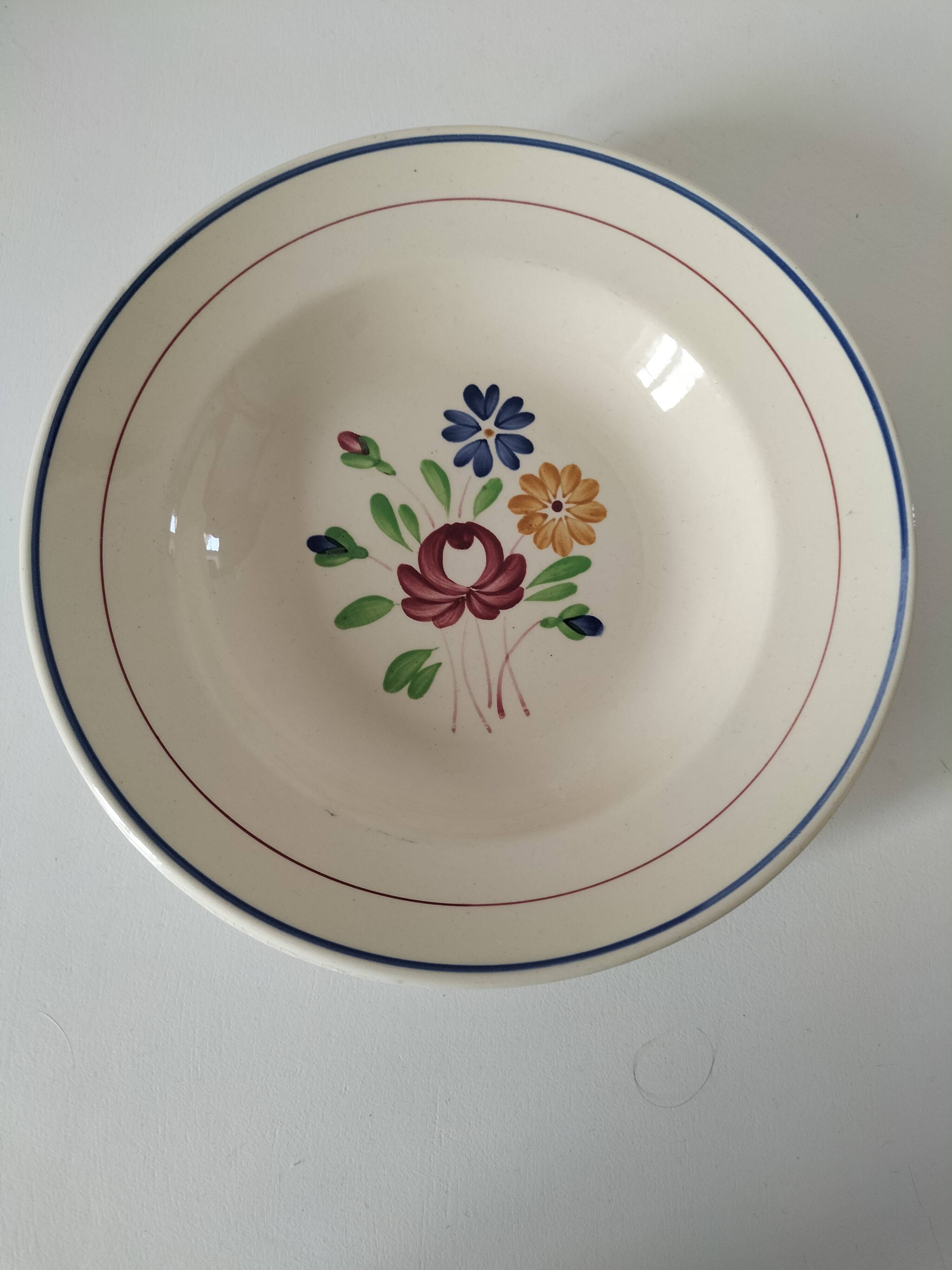 Trio of K&G Lunéville soup plates – Chantilly model, hand-painted